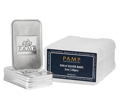 PAMP USA - 1 Oz Mint Silver Bar 999.0 (TUBE OF 20)